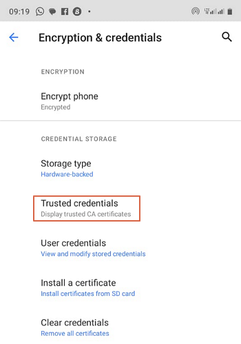 elegir credenciales de confianza
