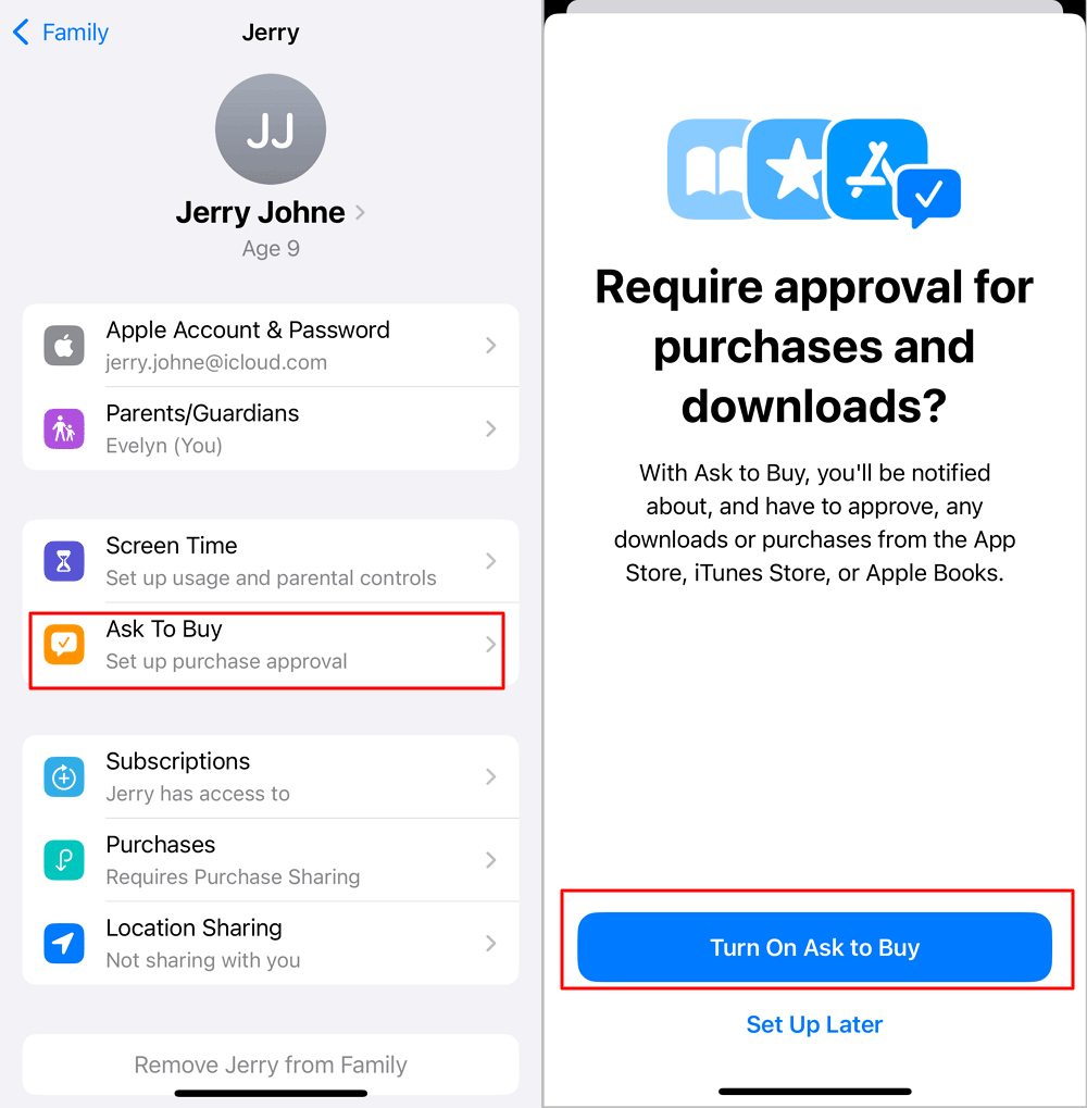 تشغيل ميزة طلب الشراء