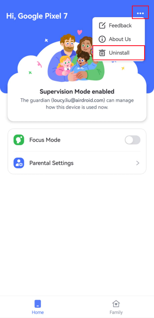 uninstall AirDroid Kids