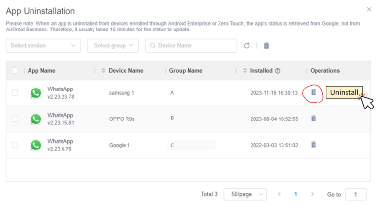 Deinstallation der App über MDM 2